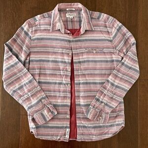 Lucky Brand California Fit Striped Pink Cotton Shirt Size Large